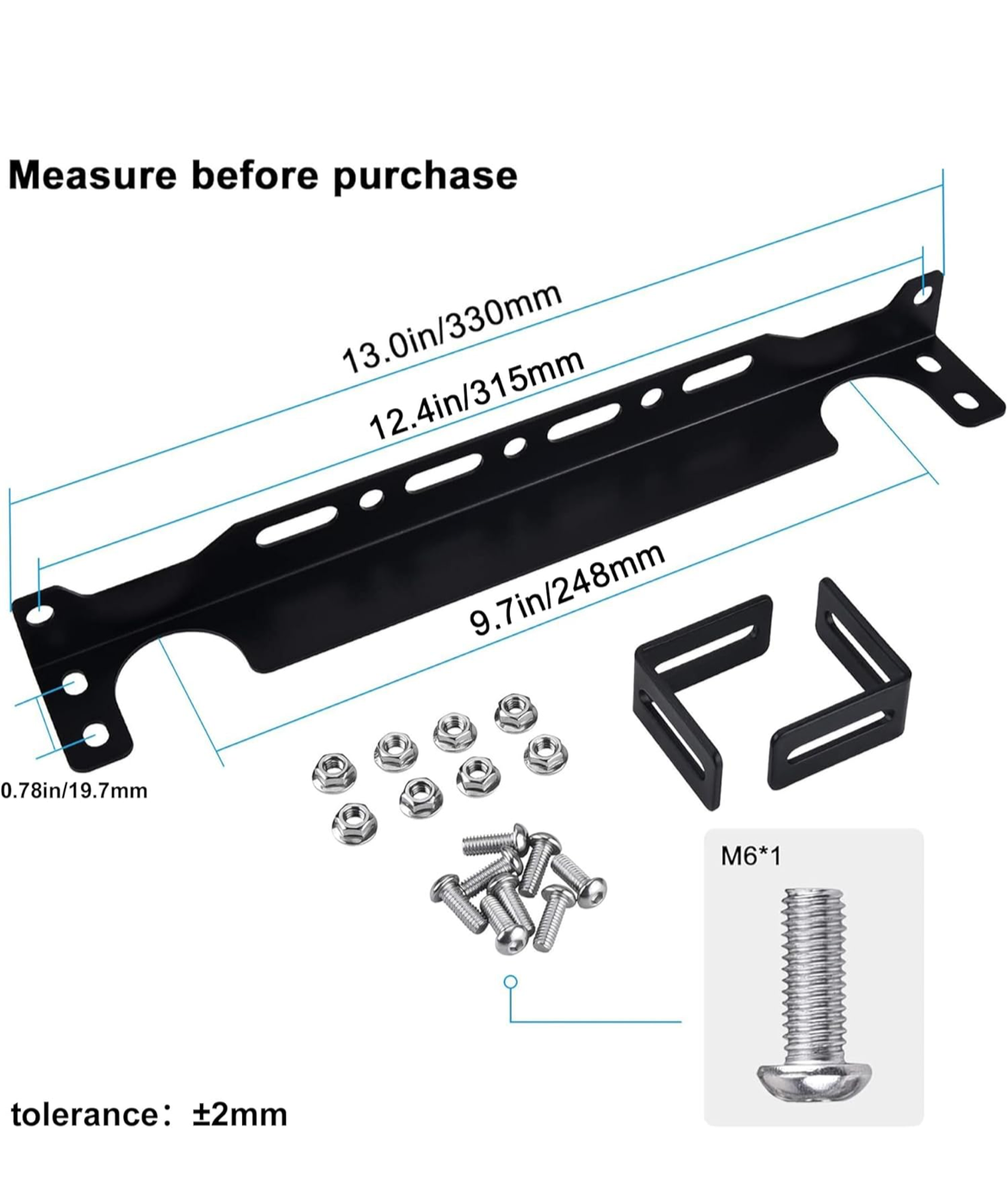 EVIL ENERGY Oil Cooler Mounting Bracket Kit 330mm / 13 inch Aluminum Alloy Black (Only Fit for British-Style Oil Cooler)