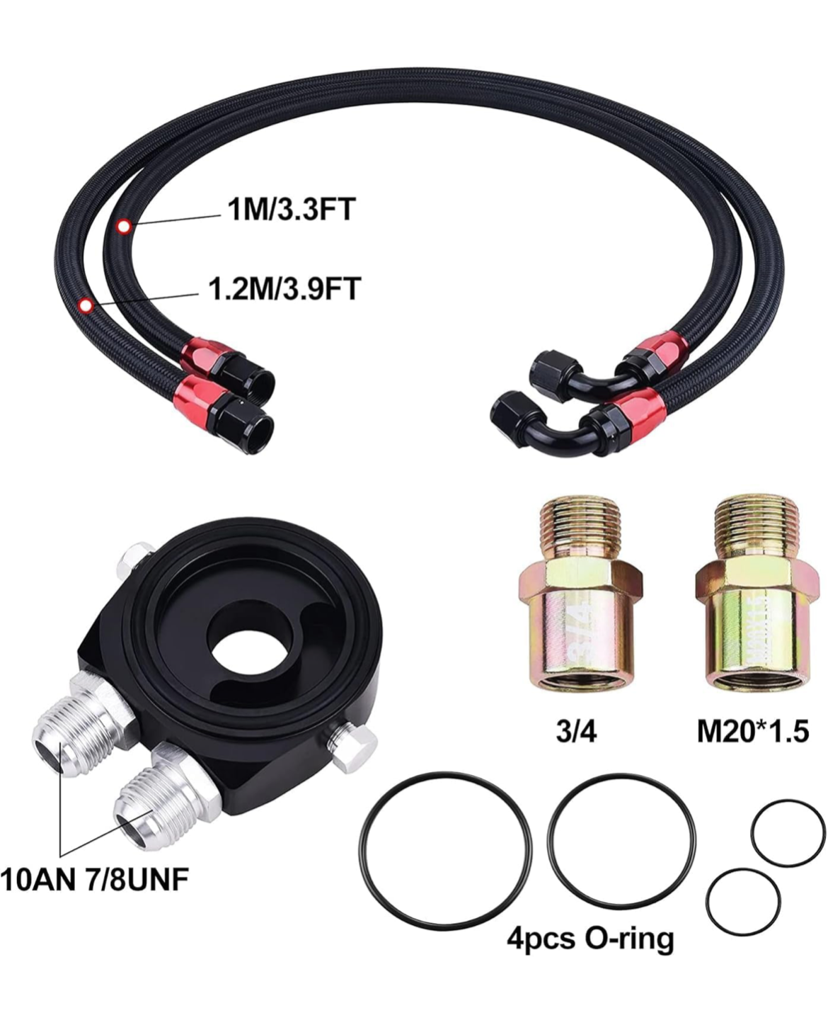 EVIL ENERGY 19 Row Oil Cooler Kit, 10AN Transmission Engine Cooler British Radiator Universal Aluminium Black