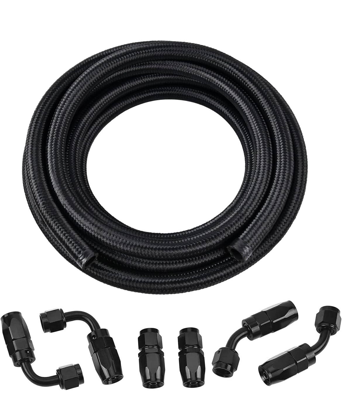 EVIL ENERGY 6AN Fuel Line Kit,AN6 Braided Nylon Fuel Hose CPE 10FT Black