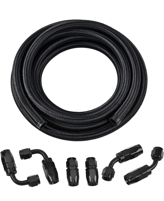 EVIL ENERGY 6AN Fuel Line Kit,AN6 Braided Nylon Fuel Hose CPE 10FT Black