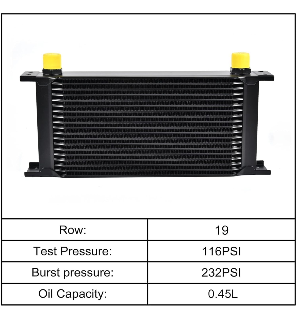 EVIL ENERGY 19 Row Oil Cooler Kit, 10AN Transmission Engine Cooler British Radiator Universal Aluminium Black