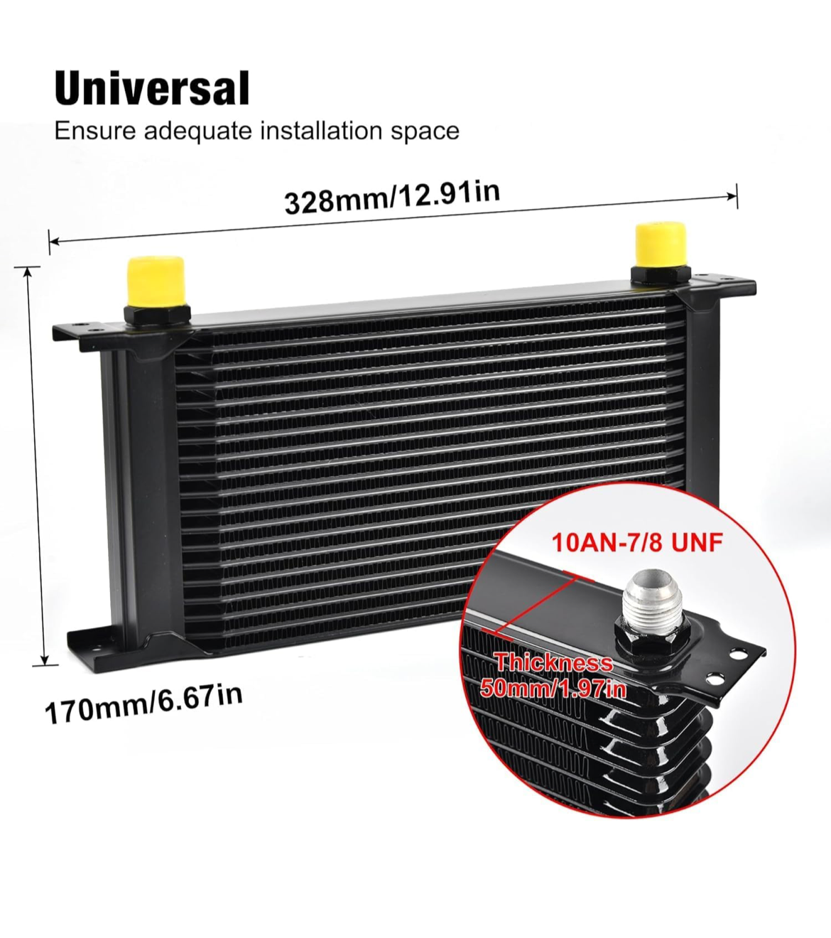 EVIL ENERGY 19 Row Oil Cooler Kit, 10AN Transmission Engine Cooler British Radiator Universal Aluminium Black