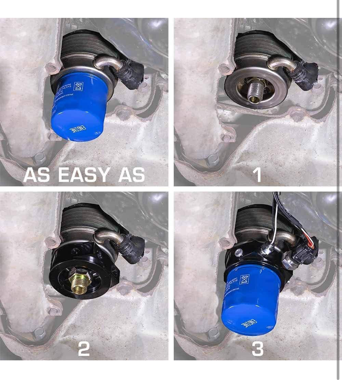 GlowShift Oil Filter Sandwich Plate Thread Adapter - 3/4-16 Thread - Install up to (4) 1/8-27 NPT Oil Pressure & Temperature Sensors - Includes O-Ring & Port Plugs