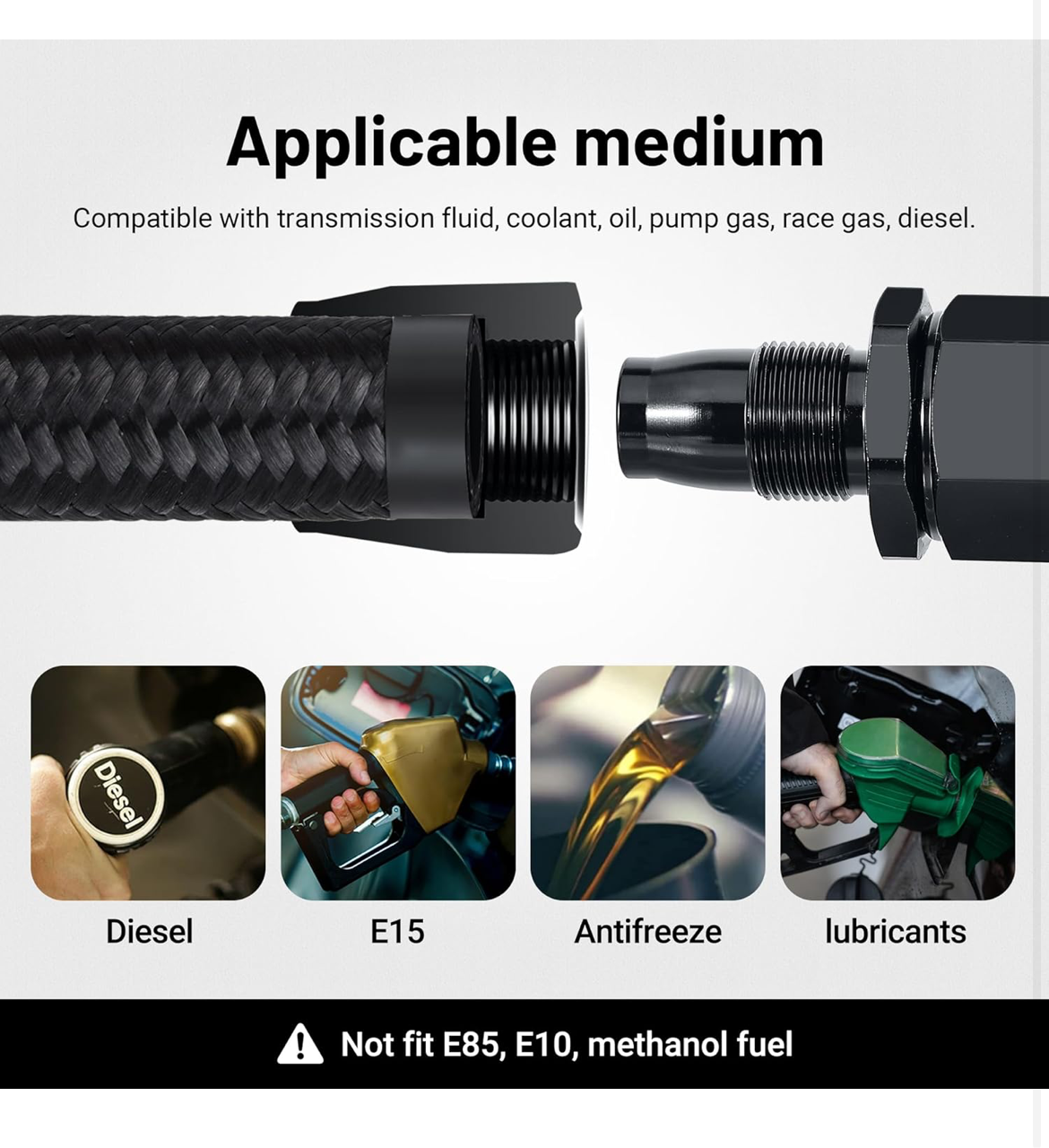 EVIL ENERGY 6AN Fuel Line Kit,AN6 Braided Nylon Fuel Hose CPE 10FT Black