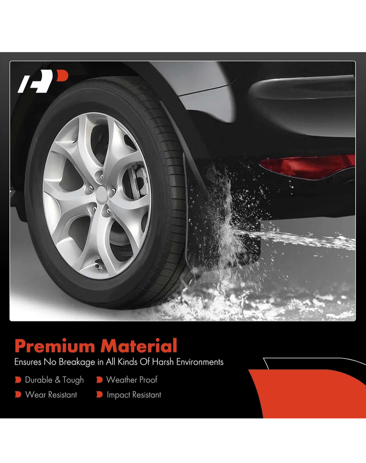 A-Premium 4 Pcs Red Universal Splash Guards Mud Flaps Mudflaps Mudguard Fender Flares Hardware Front and Rear