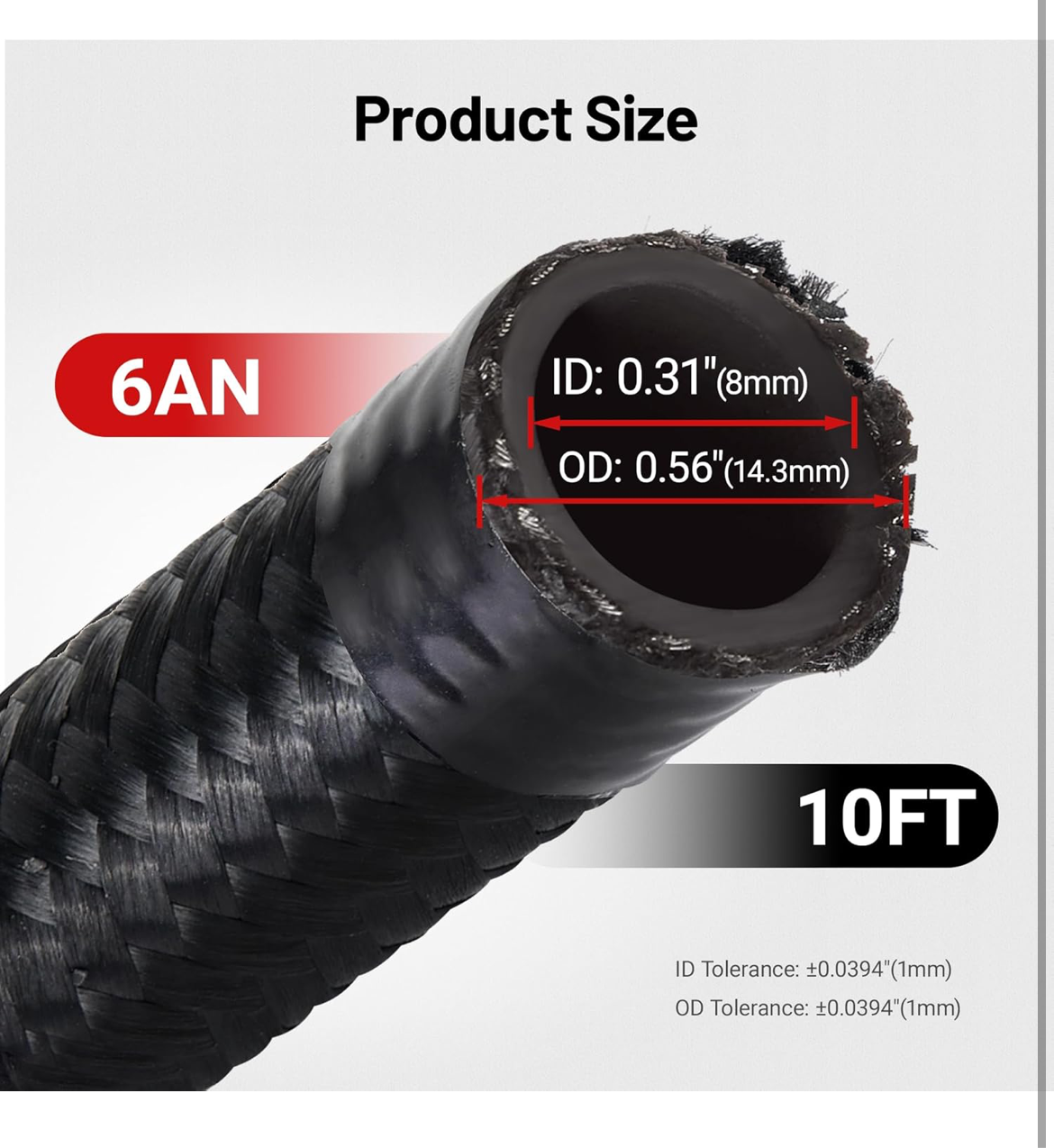 EVIL ENERGY 6AN Fuel Line Kit,AN6 Braided Nylon Fuel Hose CPE 10FT Black