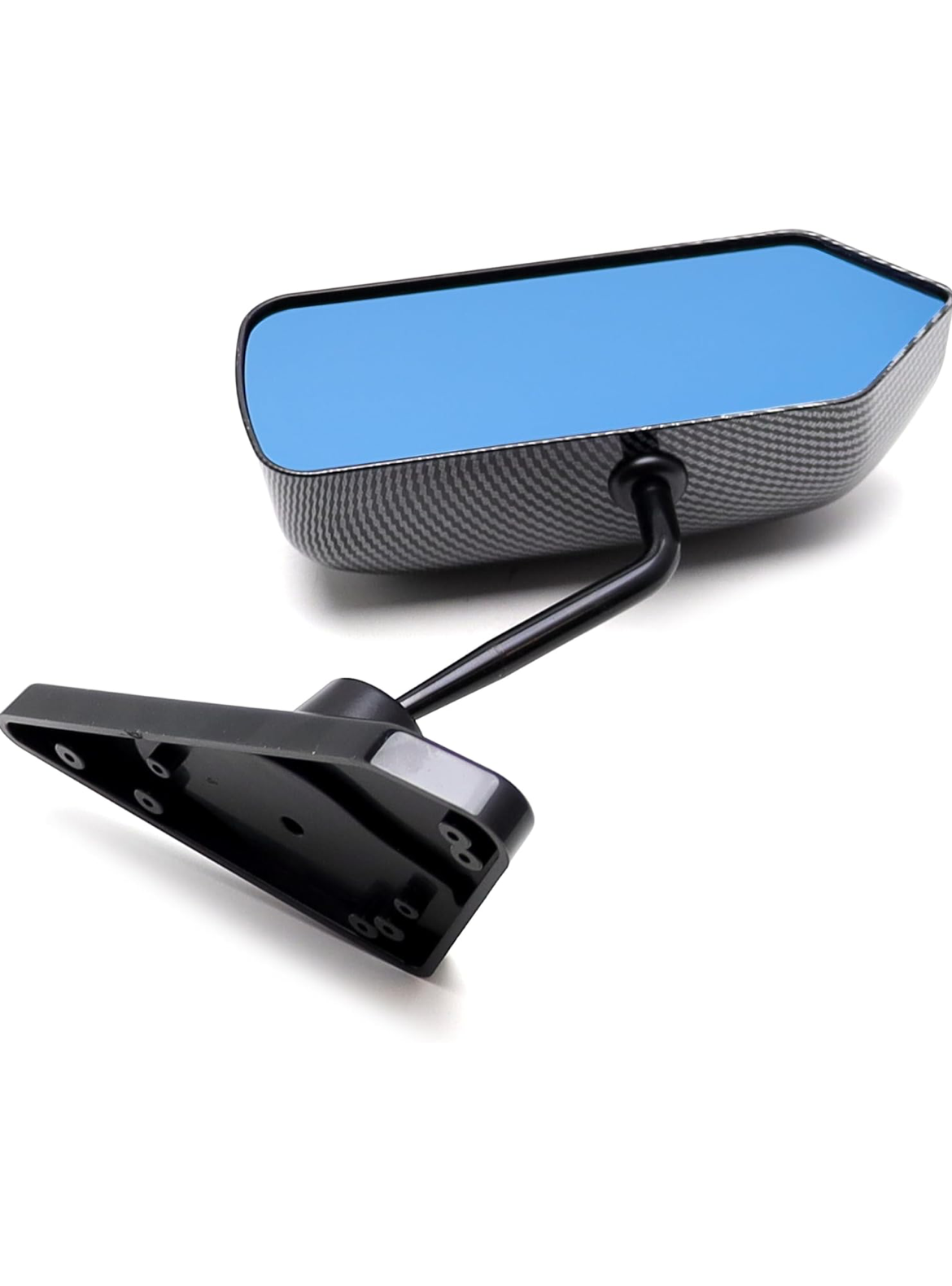iJDMTOY Pair Universal F1 Style Side Mirrors w/Blue Glass (Brackets Included w/Twill Weave Carbon Fiber Look Finish)