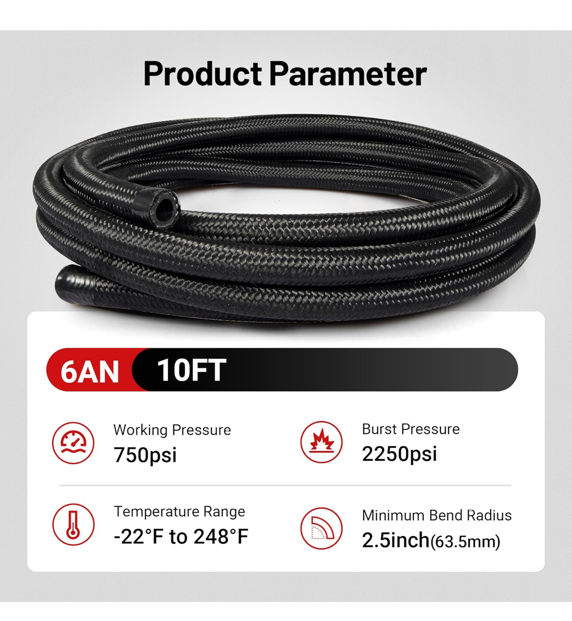 EVIL ENERGY 6AN Fuel Line Kit,AN6 Braided Nylon Fuel Hose CPE 10FT Black