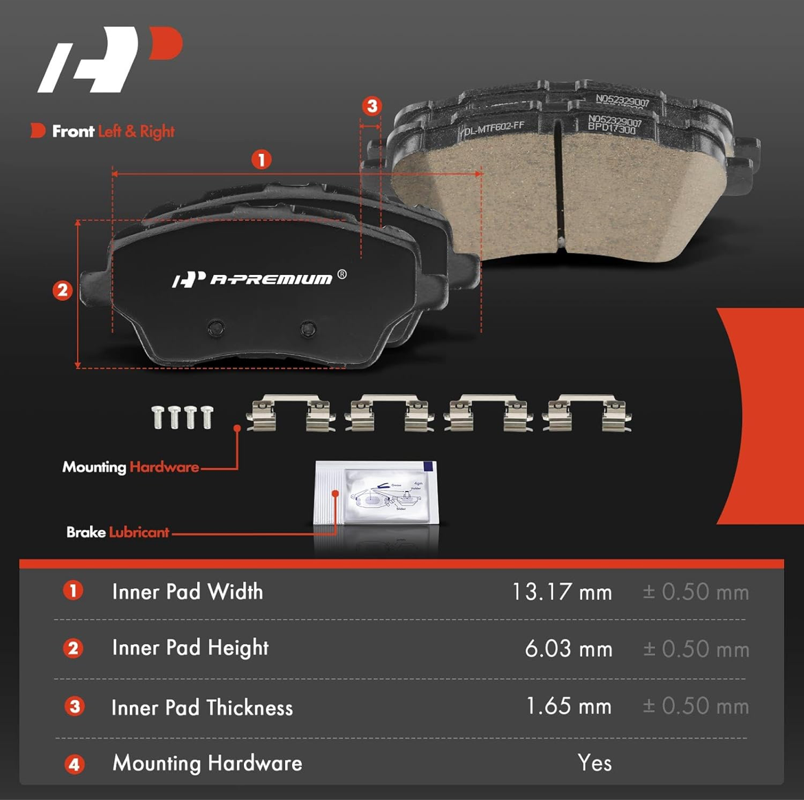 A-Premium Front Ceramic Disc Brake Pads Set Compatible with Ford Fiesta ST 2014-2019 1.6L, 4 Pcs