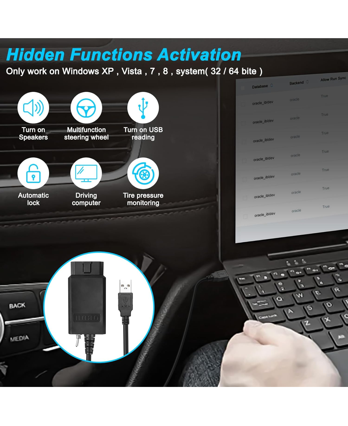 XMSJSIY USB OBD2 Scanner Adapter with MS-CAN/HS-CAN Switch  - 1.5M/4.9FT