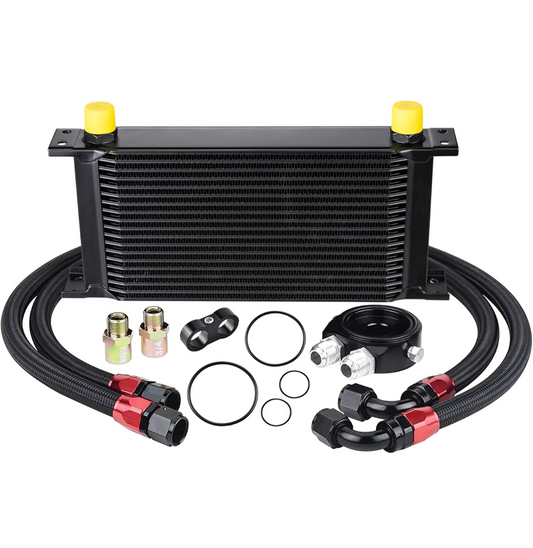 EVIL ENERGY 19 Row Oil Cooler Kit, 10AN Transmission Engine Cooler British Radiator Universal Aluminium Black