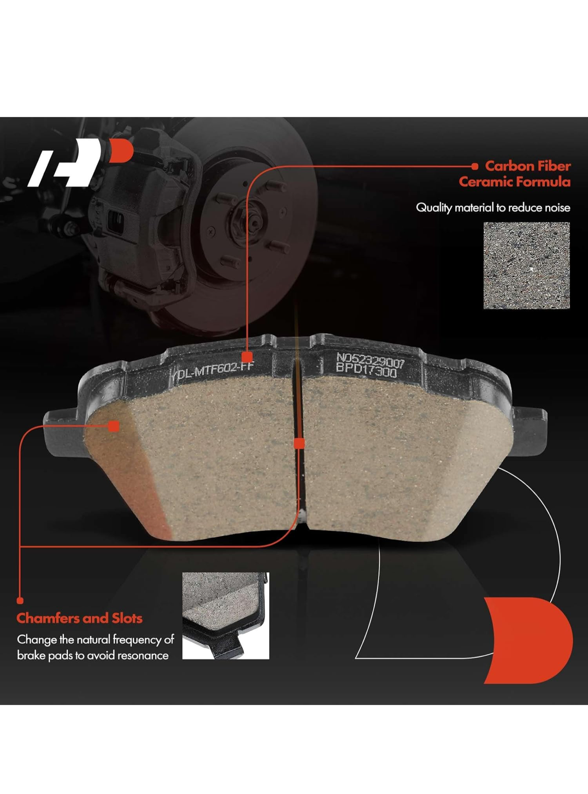 A-Premium Front Ceramic Disc Brake Pads Set Compatible with Ford Fiesta ST 2014-2019 1.6L, 4 Pcs