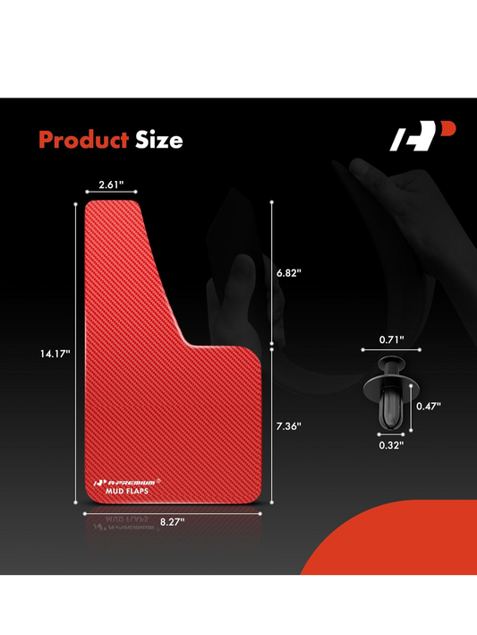 A-Premium 4 Pcs Red Universal Splash Guards Mud Flaps Mudflaps Mudguard Fender Flares Hardware Front and Rear