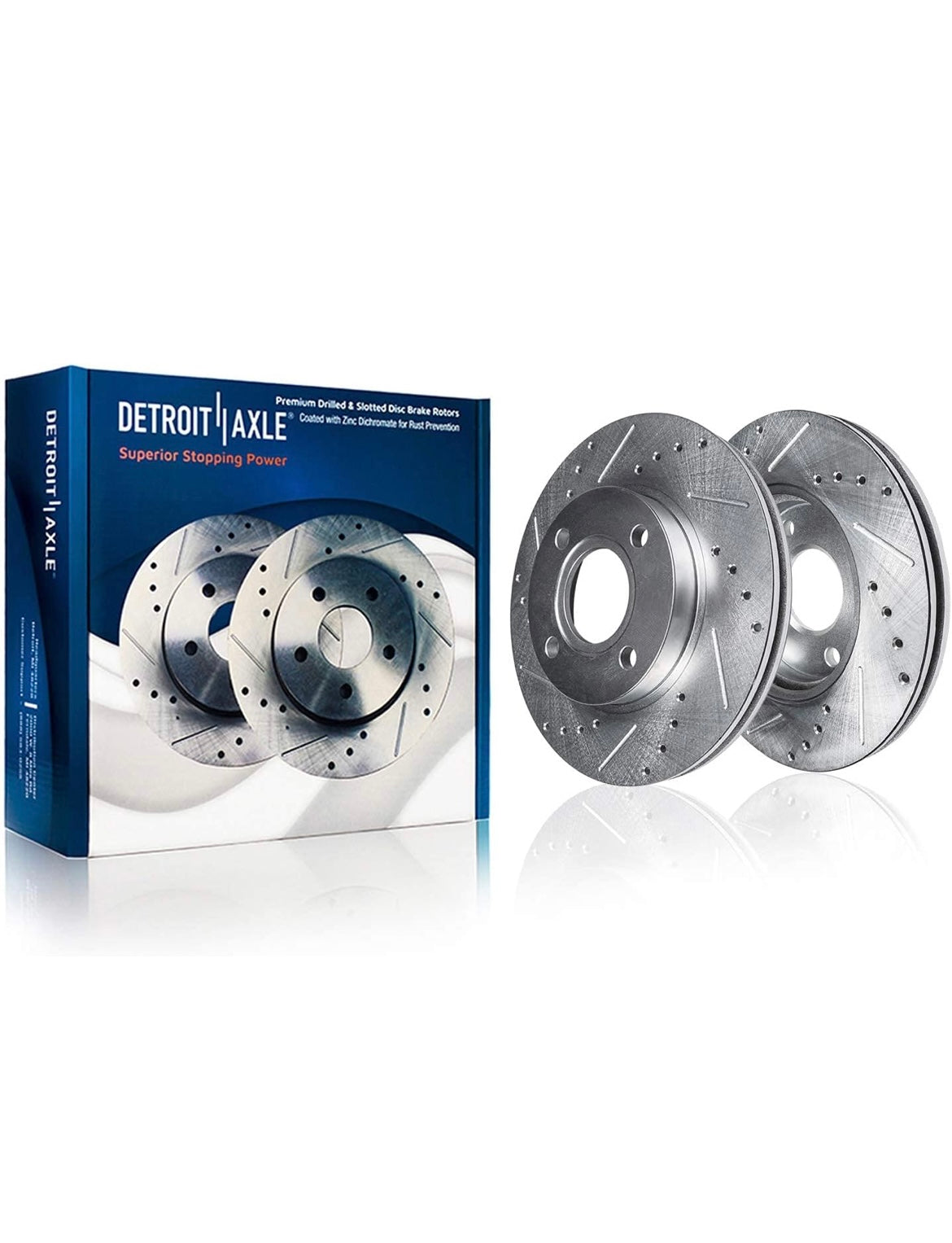 Detroit Axle - Front Brake Kit for 11-19 Ford Fiesta Drilled and Slotted Brake Rotors Ceramic Brakes Pads Replacement : 10.15" inch Front Rotors